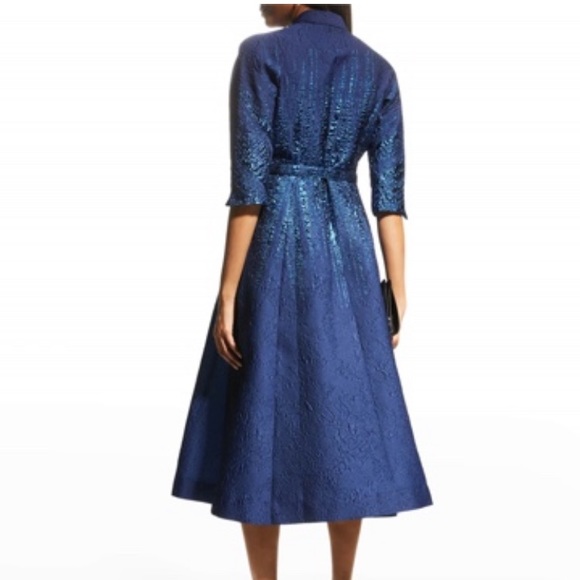 Rickie Freeman for Teri Jon Metallic Tonal Jacquard Shirtdress - Picture 2 of 6